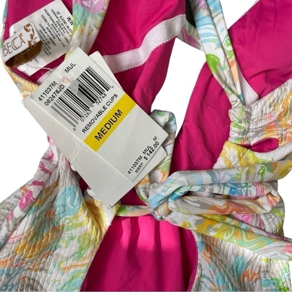 Becca Hot Springs One Piece Medium Tie Dye Plunge Swimsuit - Picture 8 of 9